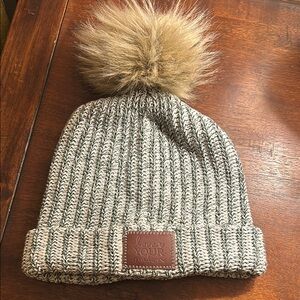 Love Your Melon Knit Beanie with Faux Fur Pom